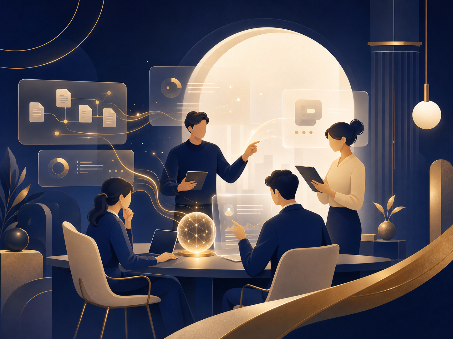 AI와 함께 업무 흐름을 설계하는 비발디 스튜디오 팀 일러스트